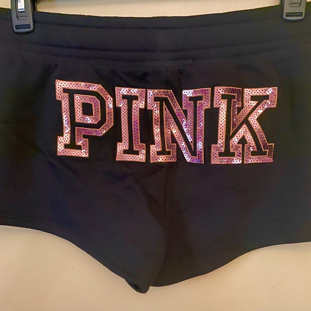 Victoria Secret Pink Rose Gold Bling Shorts Black L